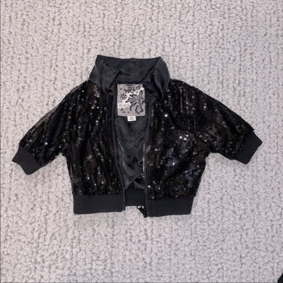 The Children’s Place Black Sequin Zip Jacket, Size 5/6 - Picture 2 of 5